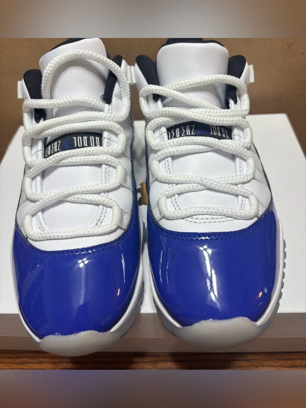 Jordan White and Blue Low-Top Athletic Sneakers